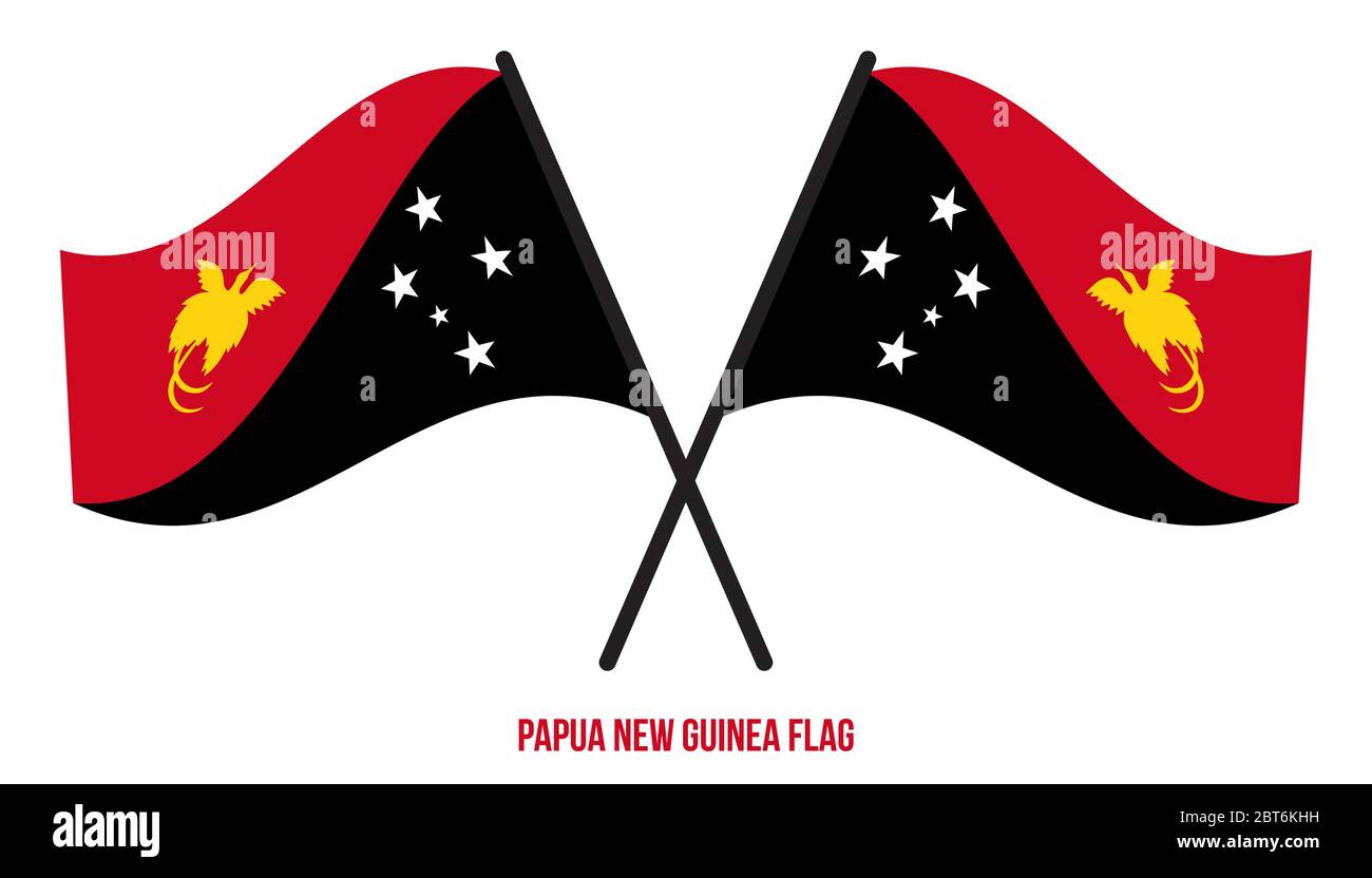 Papua New Guinea Flag Waving Vector Illustration on White Background. Papua New Guinea National ...