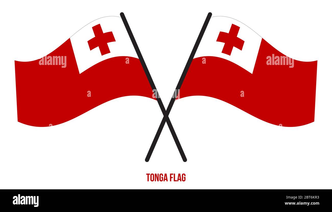 Tonga Flag Waving Vector Illustration on White Background. Tonga National Flag Stock Vector