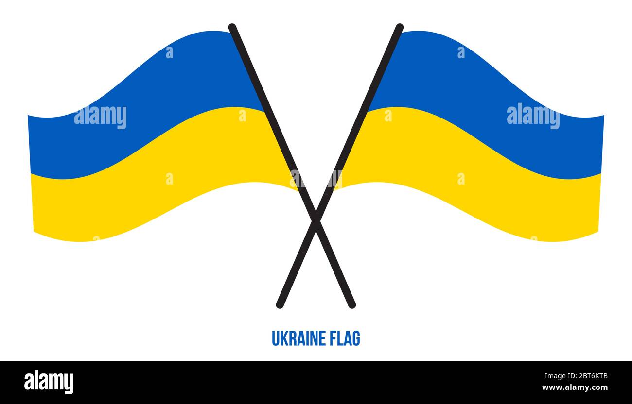 Ukraine Flag Waving Vector Illustration on White Background. Ukraine National Flag Stock Vector