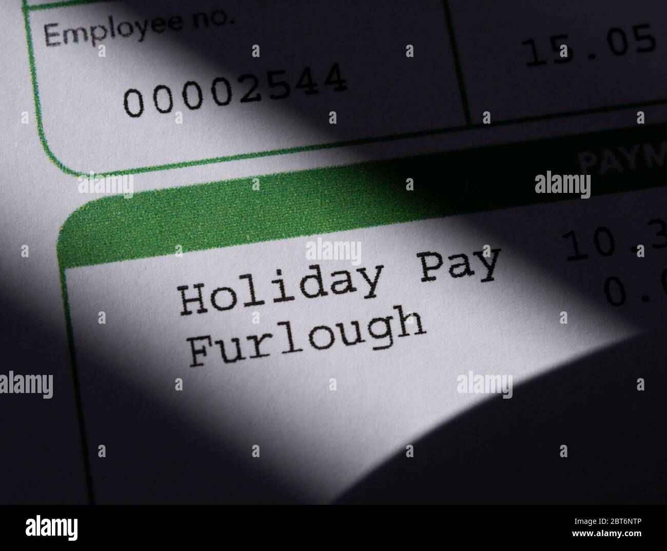 Employee Furlough pay slip,May 2020 Stock Photo