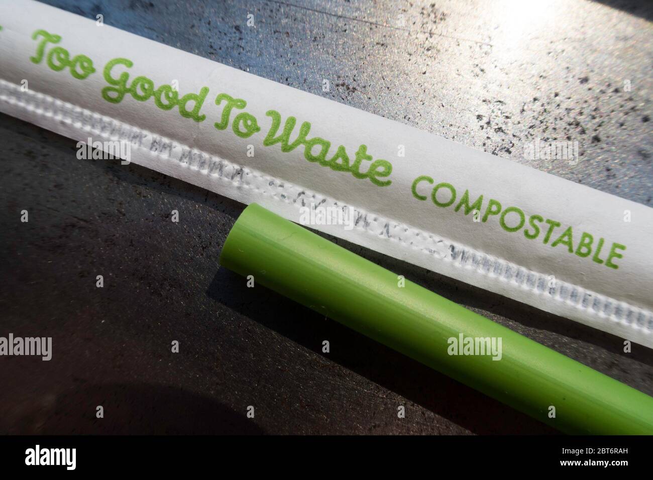 Compostable PLA Green Straw Stock Photo Alamy