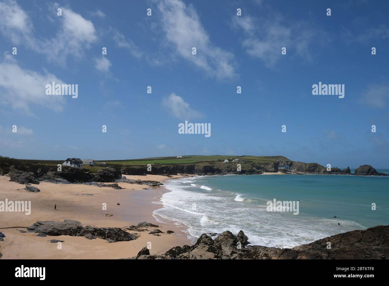 Mother Ivy's Bay, Cornwall, UK. 23rd May 2020. UK Weather. On what would normally be one of the busiest times of the year, the holiday park and beach at Mother Ivy's bay was virtually deserted, as the Corona Virus holliday lockdown continues. Credit CWPIX / Alamy Live News. Stock Photo