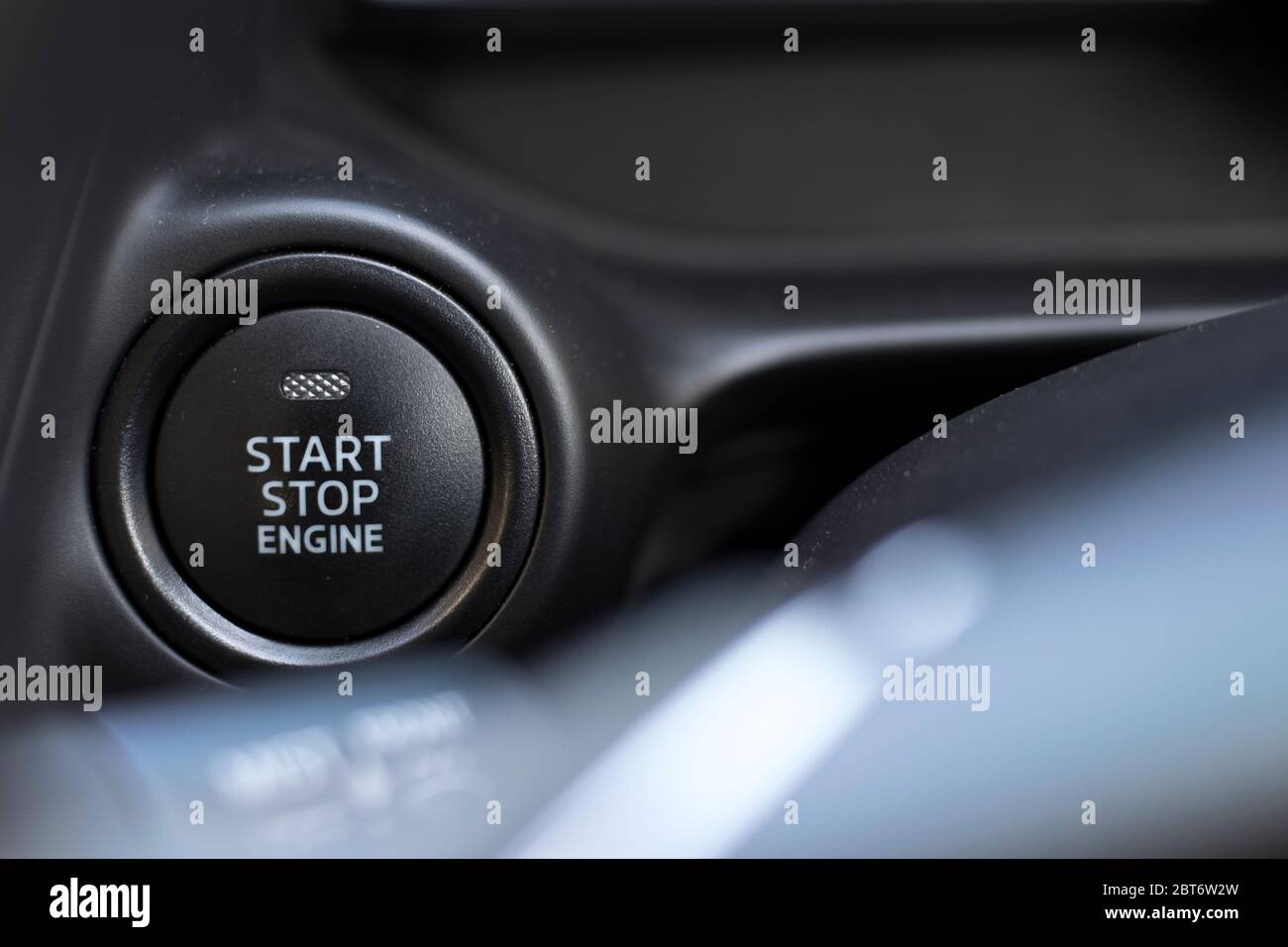 Button for starting and turning off the engine of the car Stock Photo
