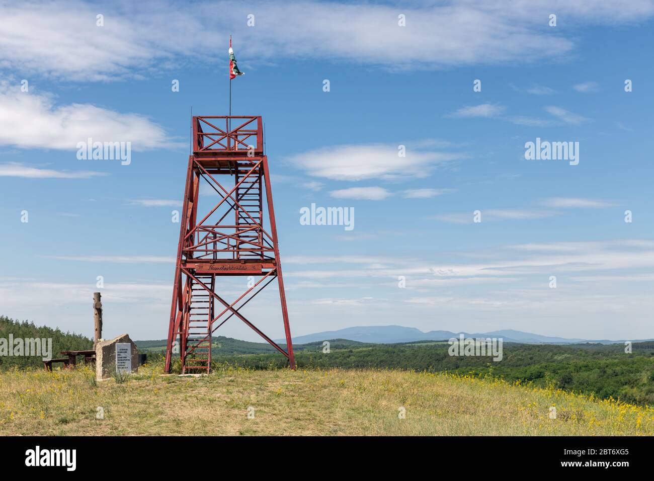 Lookout tower on the Nagyvolgy-teto mountain in the Bukk, Hungary Stock Photo