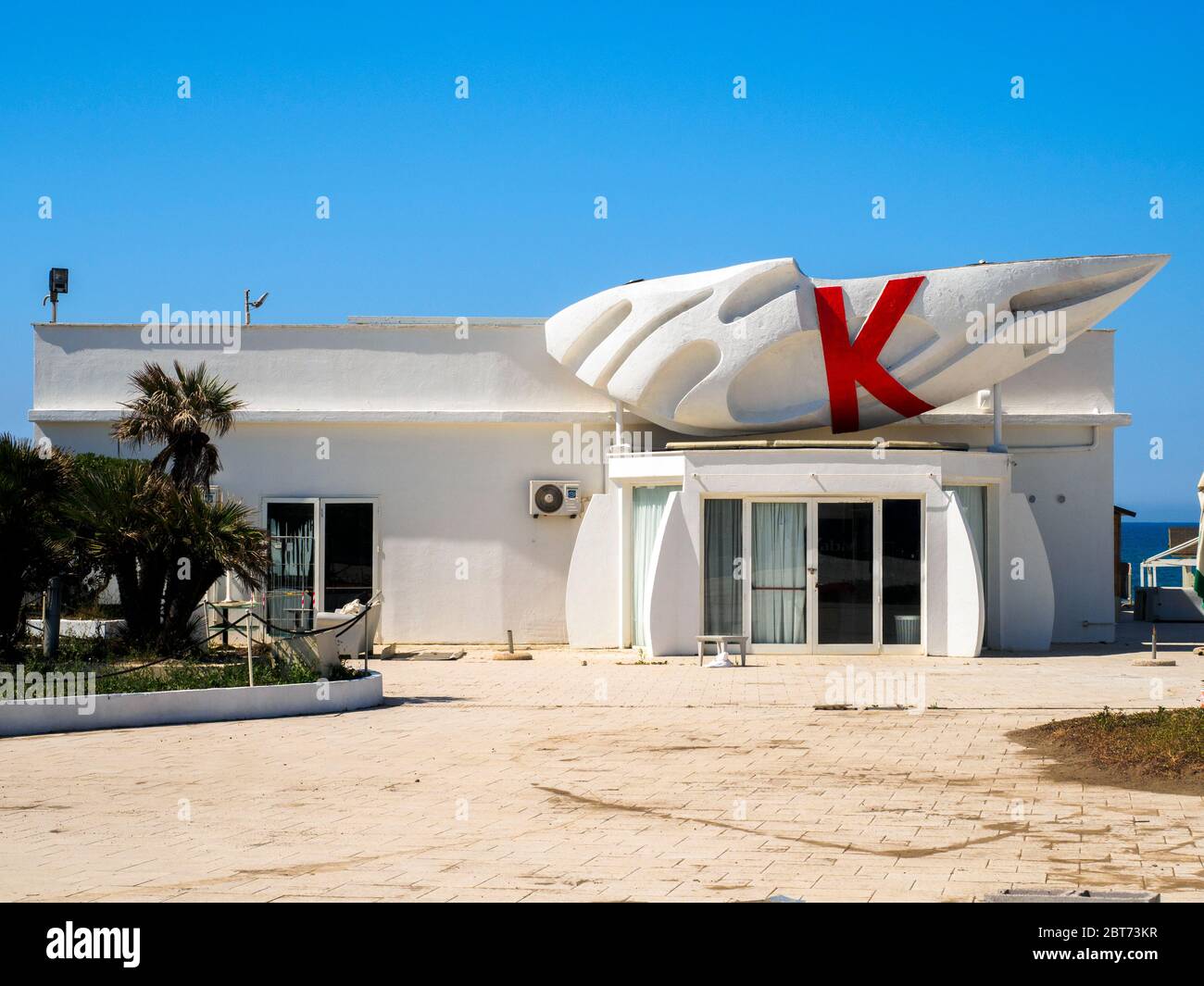 Entrance of the Kursaal beach resort in Ostia Lido - Rome, Italy Stock Photo