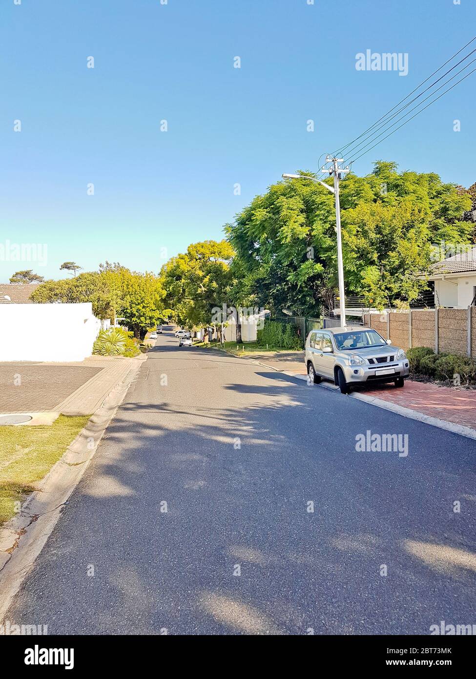 Street in the town of Claremont, Cape Town, South Africa. Sunny weather