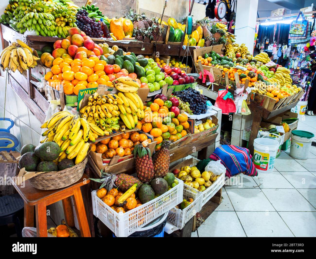 Market in Aguas Calientes near MAcchu Picchu Stock Photo