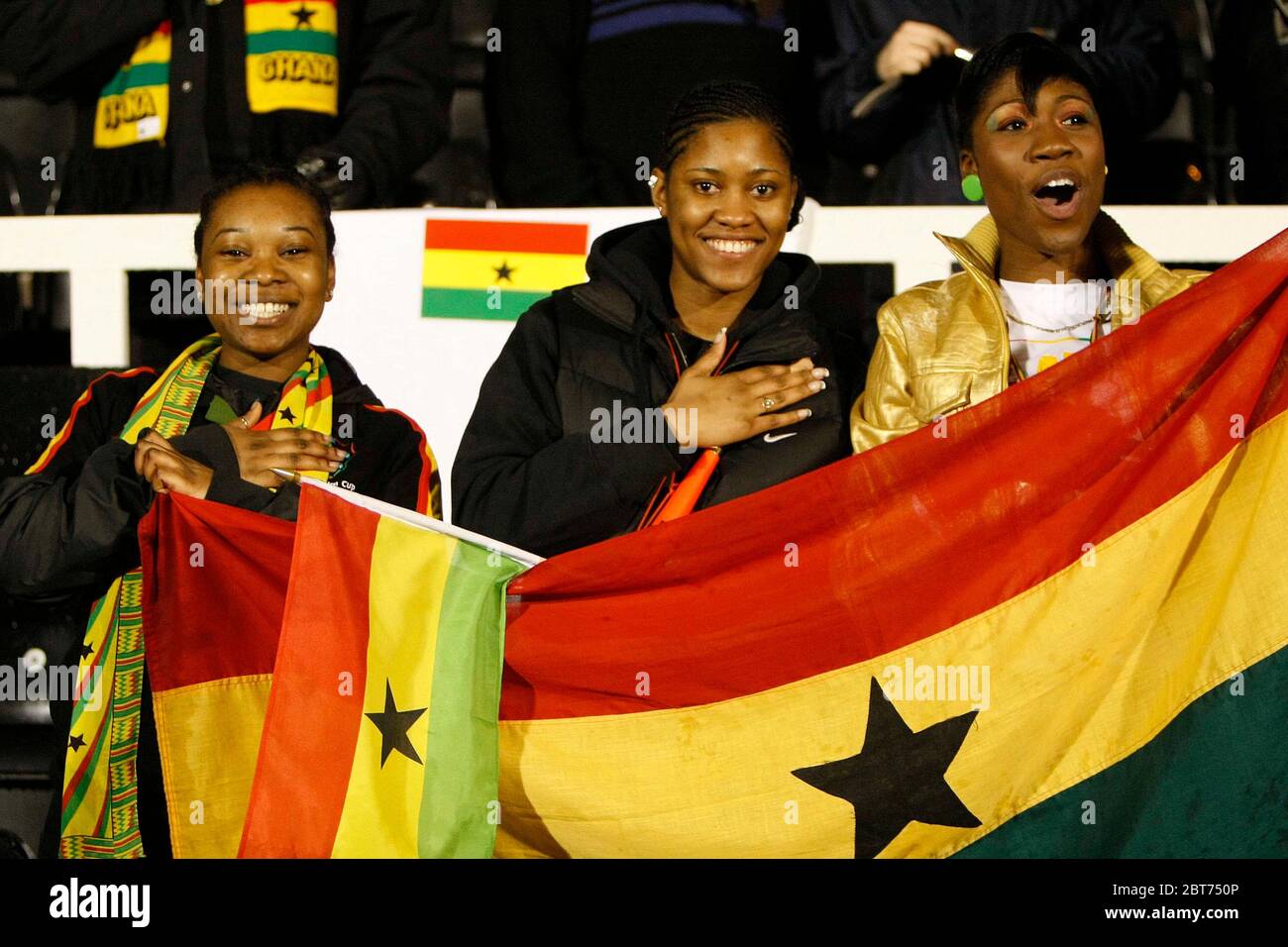 LONDON, UK. MARCH 26: Ghana fans  during International Friendly between Mexico City and Ghana at Craven Cottage, Fulham 26 March, 2008 Stock Photo