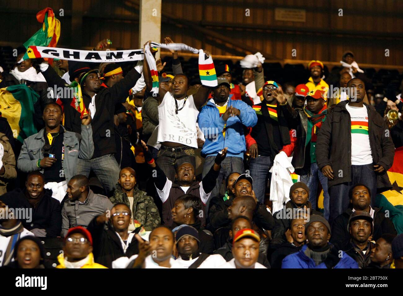 LONDON, UK. MARCH 26: Ghana fans  during International Friendly between Mexico City and Ghana at Craven Cottage, Fulham 26 March, 2008 Stock Photo