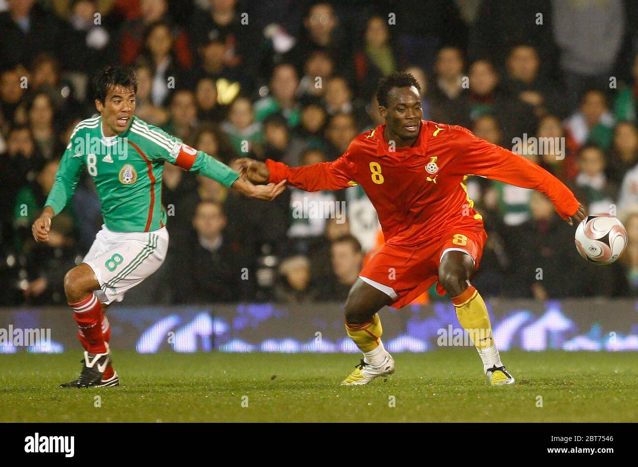 LONDON, UK. MARCH 26: Ghana's Michael Essien in action during International Friendly between Mexico City and Ghana at Craven Cottage, Fulham 26 March, Stock Photo