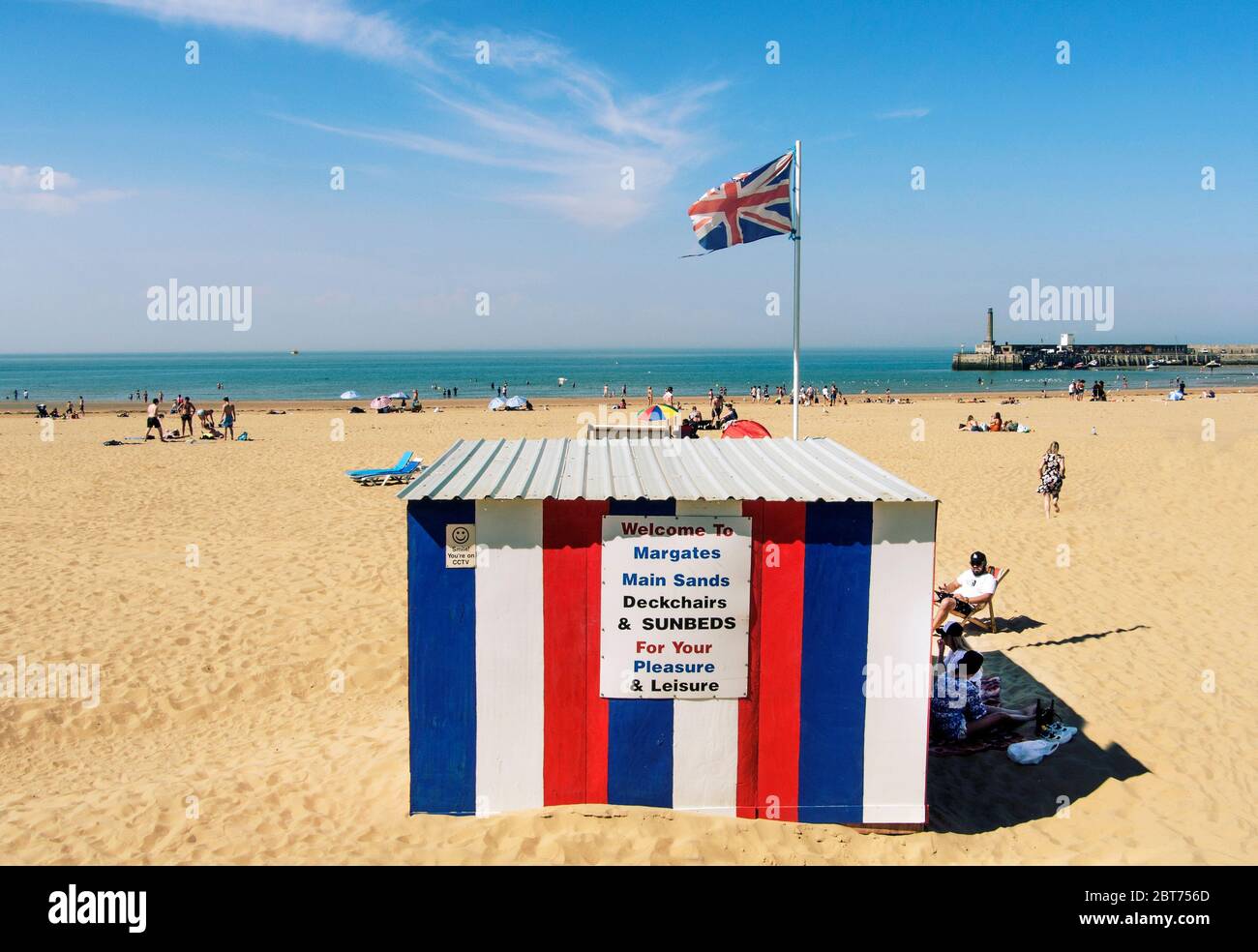 Margate main beach, beginning to be used by public after the corona-virus lockdown. Stock Photo