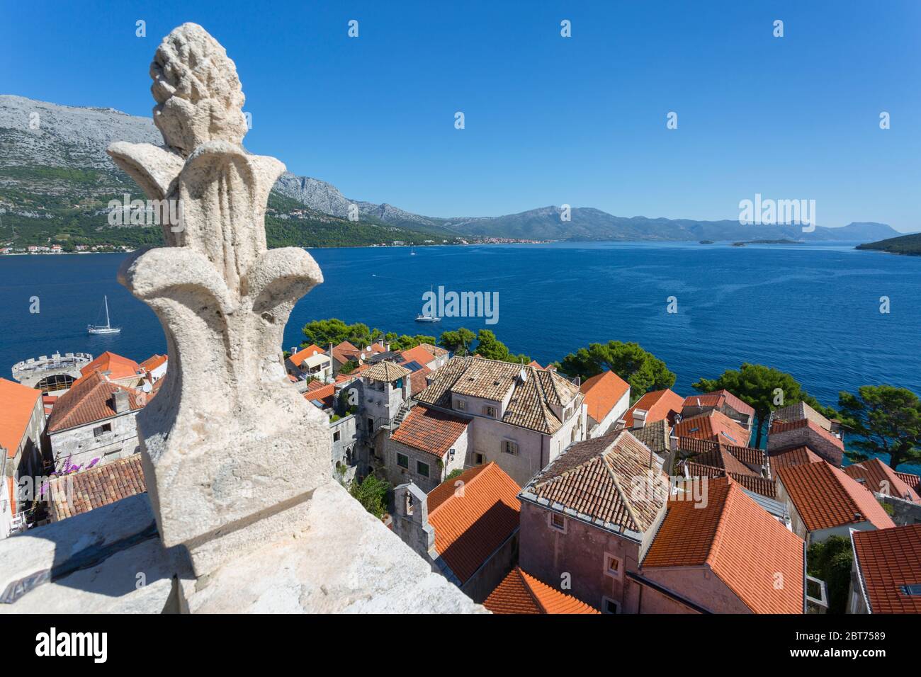 View from Katedrala Svetog Marka in Korcula Town, Korcula, Dalmatia, Croatia, Europe Stock Photo