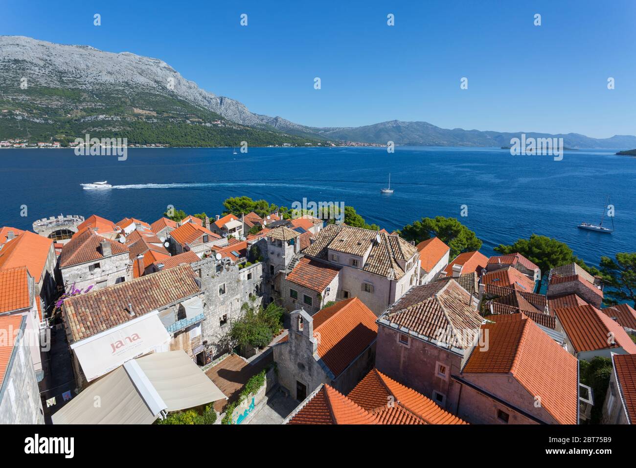 View from Katedrala Svetog Marka in Korcula Town, Korcula, Dalmatia, Croatia, Europe Stock Photo