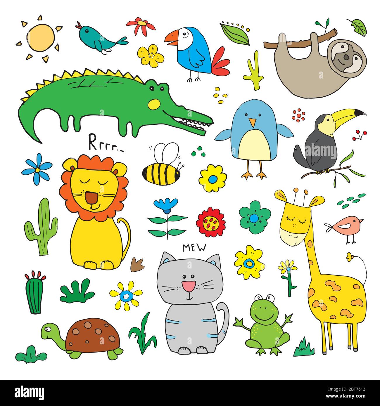 Animal Doodles Set. Cute Animals sketch. Hand drawn Cartoon Vector illustration on white background Stock Vector Image & Art - Alamy Animal Doodles Set. Cute Animals sketch. Hand drawn Cartoon Vector illustration on white background Stock Vector Image & Art - Alamy
