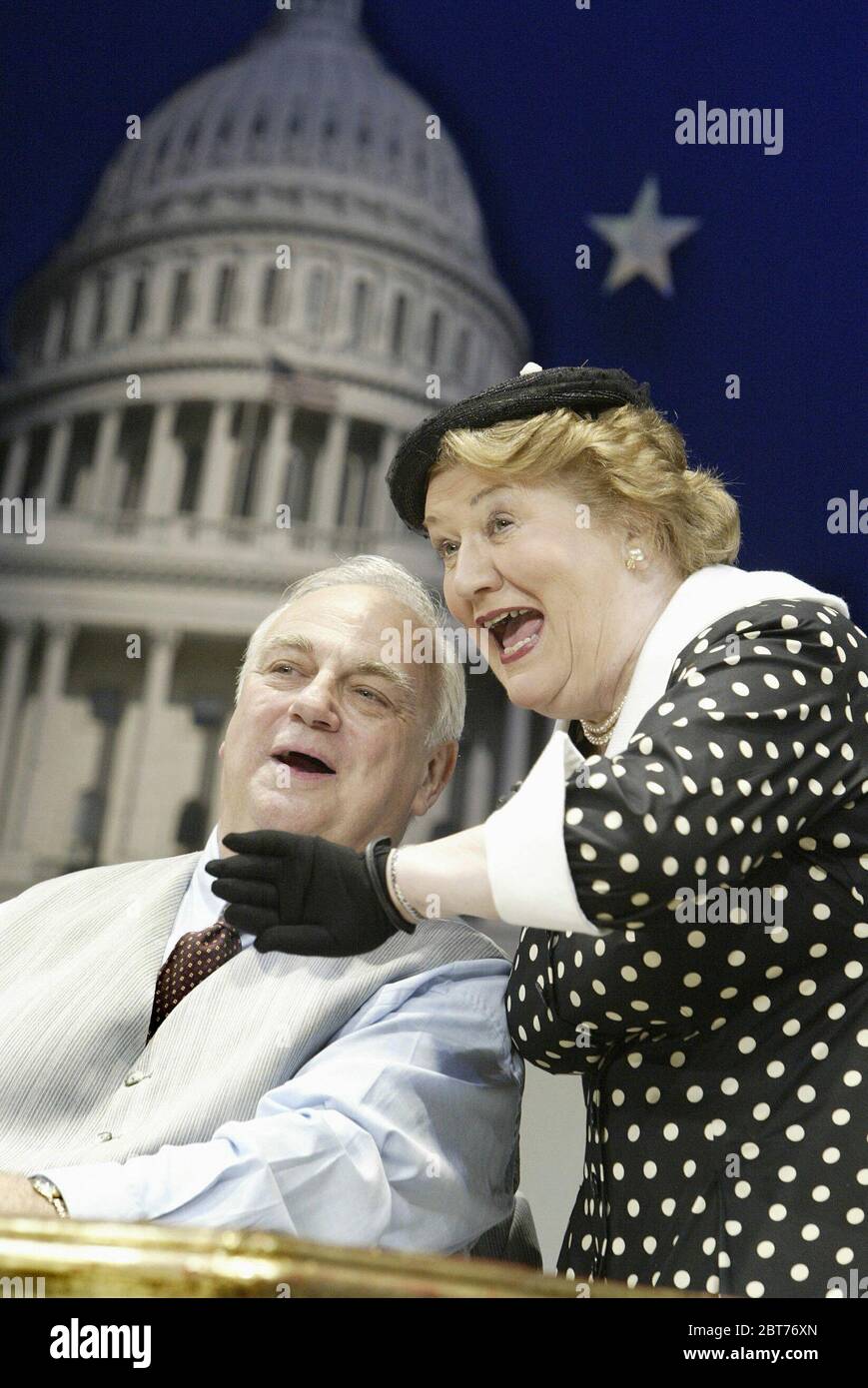 Roy Hudd (Edward L. McKeever), Patricia Routledge (Mrs Partridge) in THE SOLID GOLD CADILLAC by Howard Teichmann & George S Kaufman at the Garrick Theatre, London WC2 in 2004 design: Ruari Murchison lighting: Oliver Fenwick director: Ian Brown Stock Photo