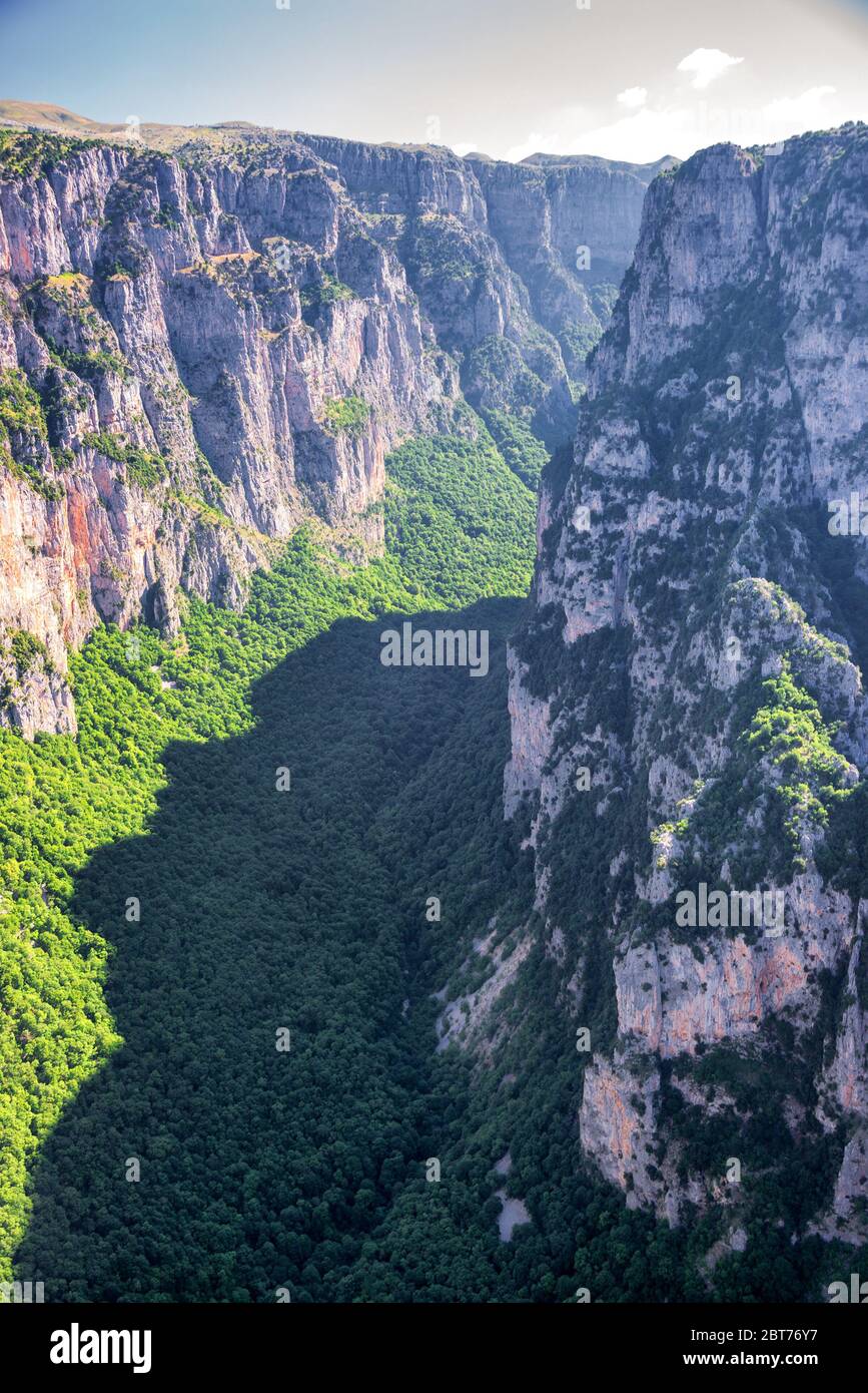 view of Vikos Gorge, a gorge in the Pindus Mountains of northern Greece