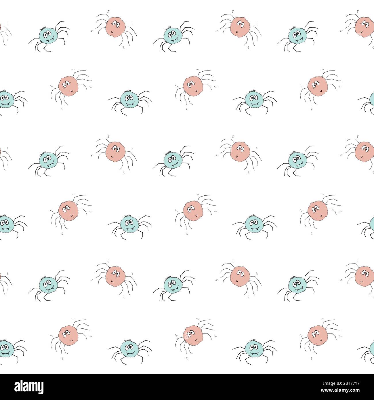 Cute Spider Seamless Pattern, Cartoon Hand Drawn Spider Doodles Vector ...