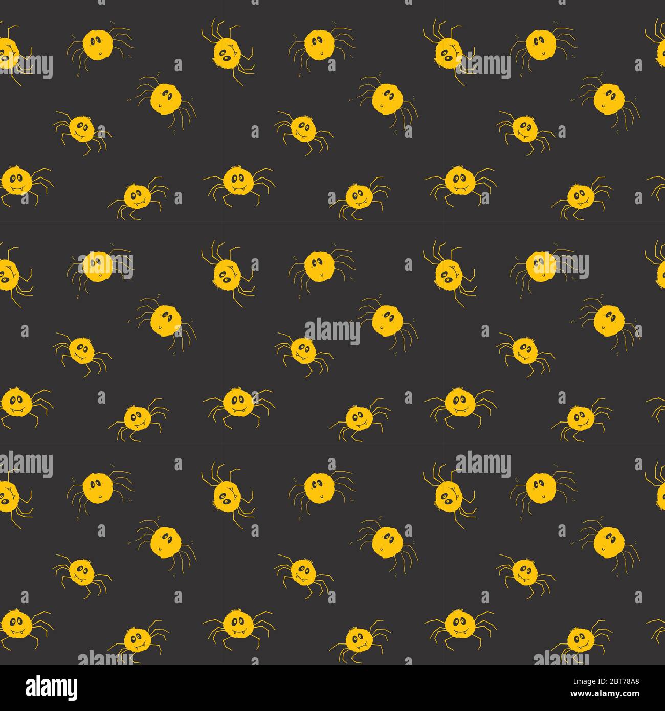 Cute Spider Seamless Pattern, Cartoon Hand Drawn Spider Doodles Vector ...