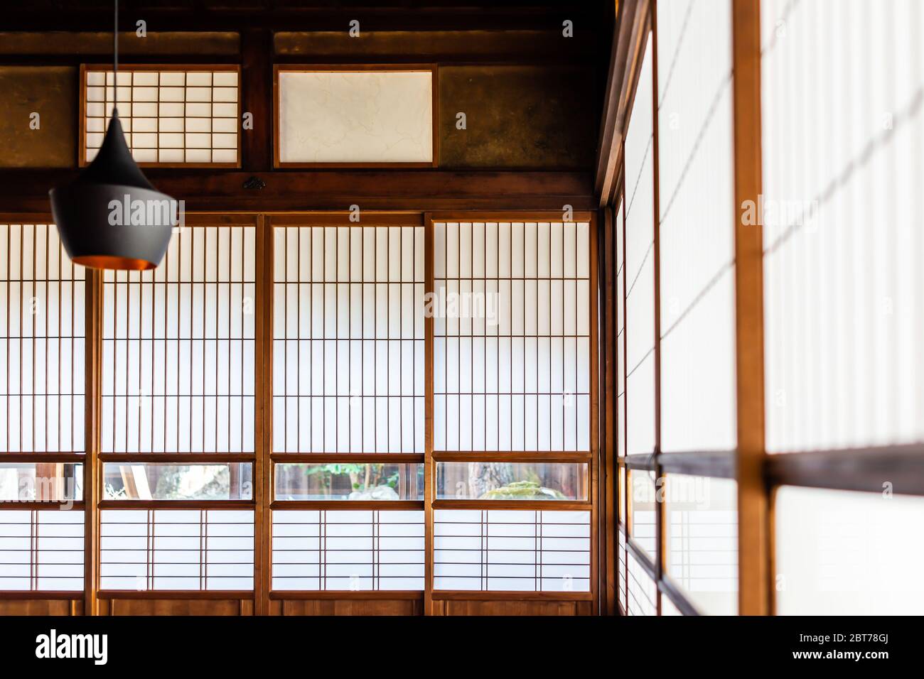 Traditional Japanese room in machiya house home or ryokan restaurant