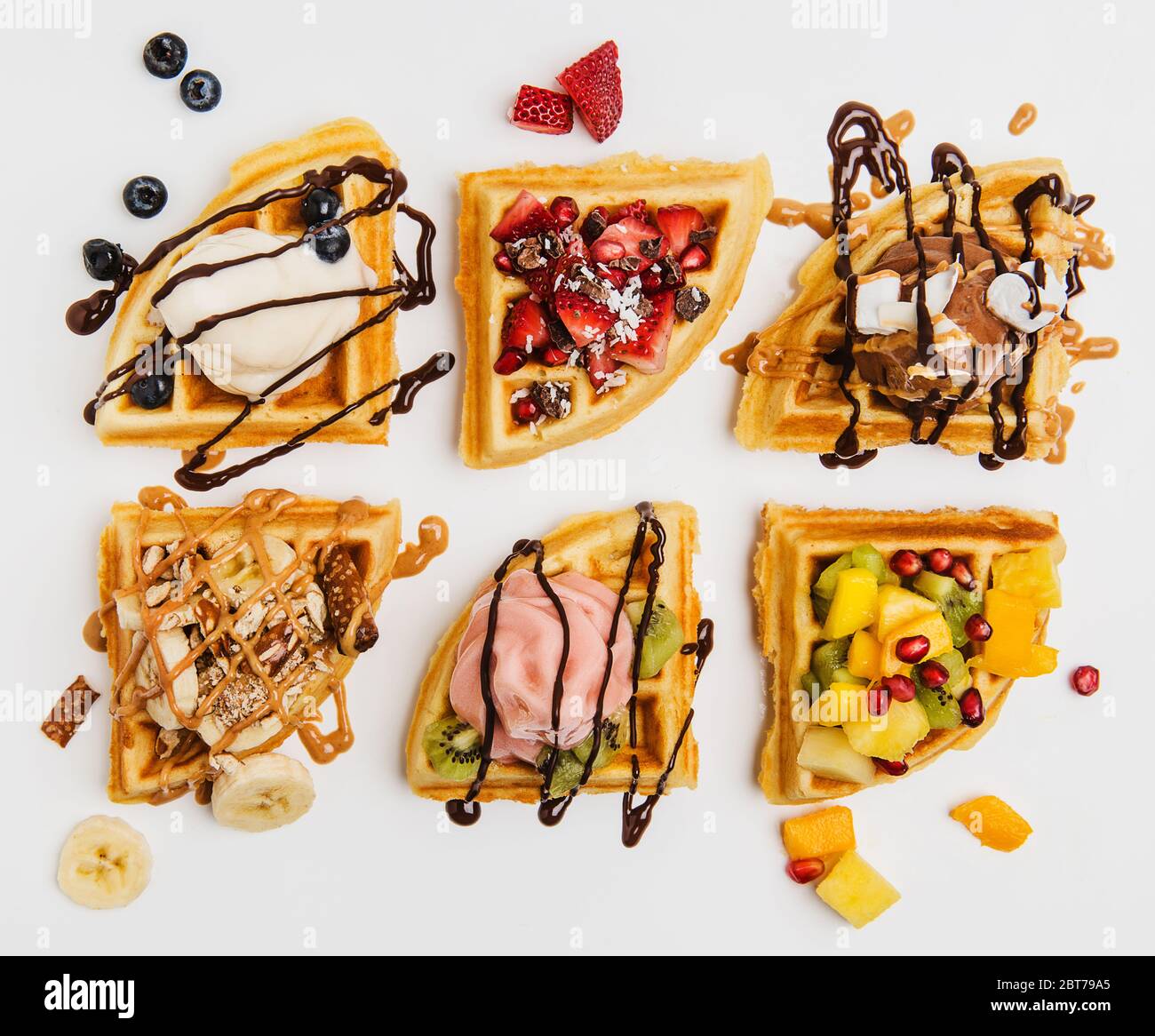Dessert waffles with toppings Stock Photo Alamy