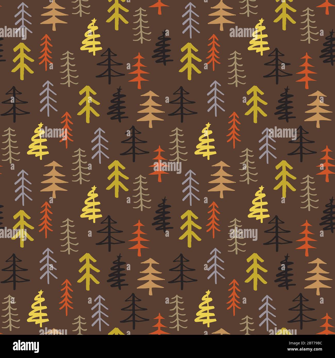 Pine tree seamless pattern. New Year and Christmas background, vector ...