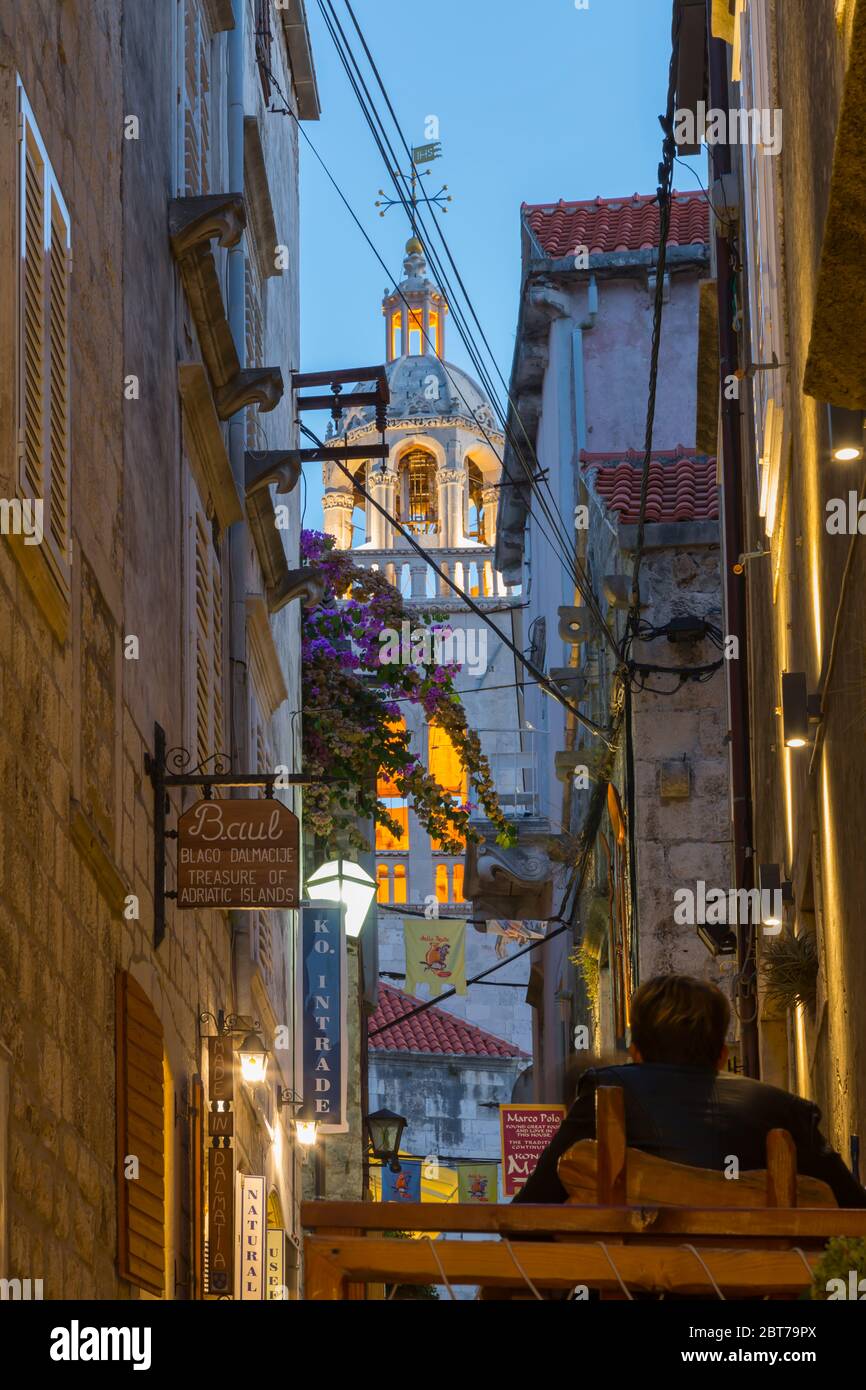 Katedrala Svetog Marka, in Korcula Town, Korcula, Dalmatia, Croatia, Europe Stock Photo