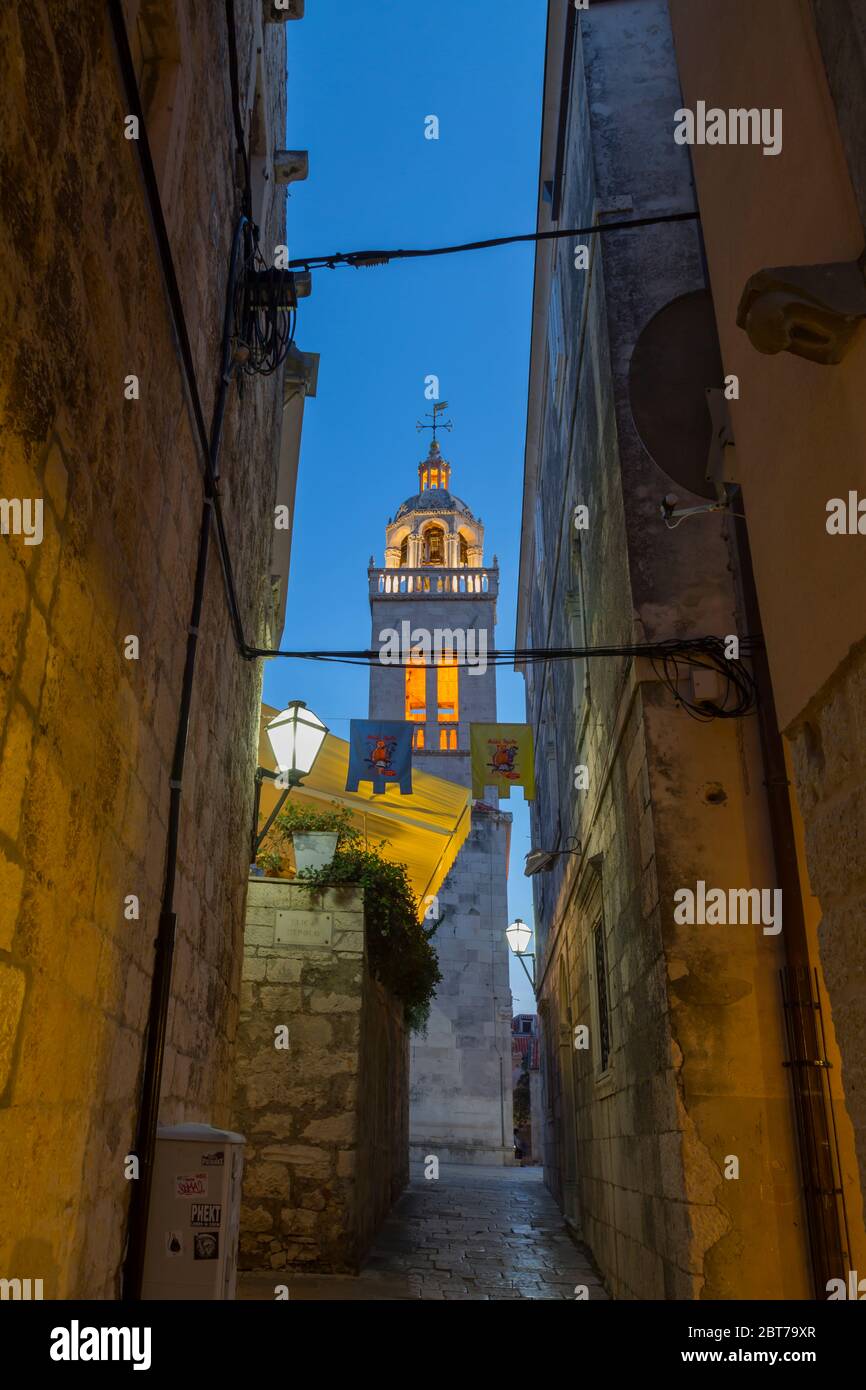 Katedrala Svetog Marka, in Korcula Town, Korcula, Dalmatia, Croatia, Europe Stock Photo