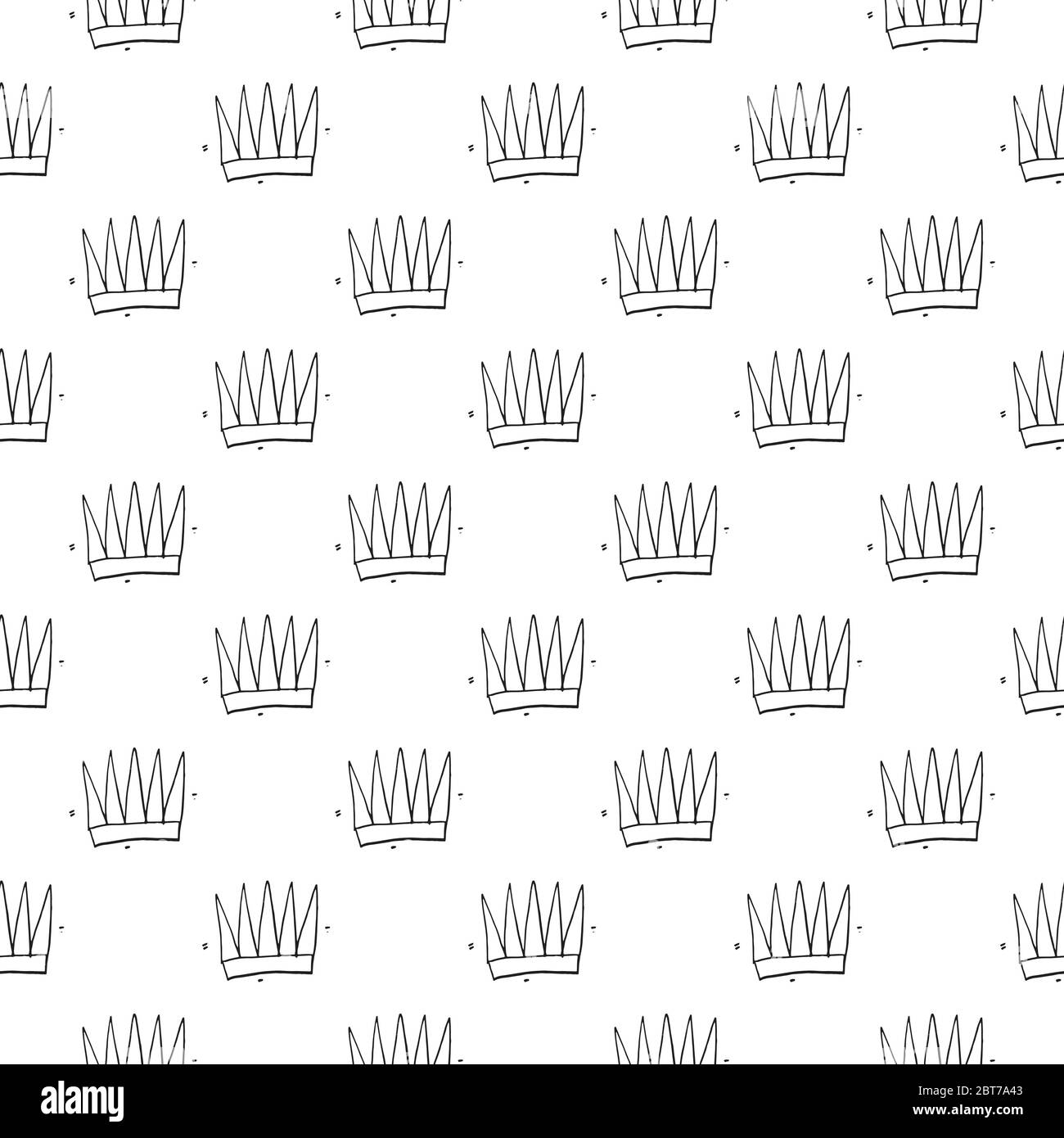 Crown Seamless Pattern, hand drawn royal doodles background, Vector ...