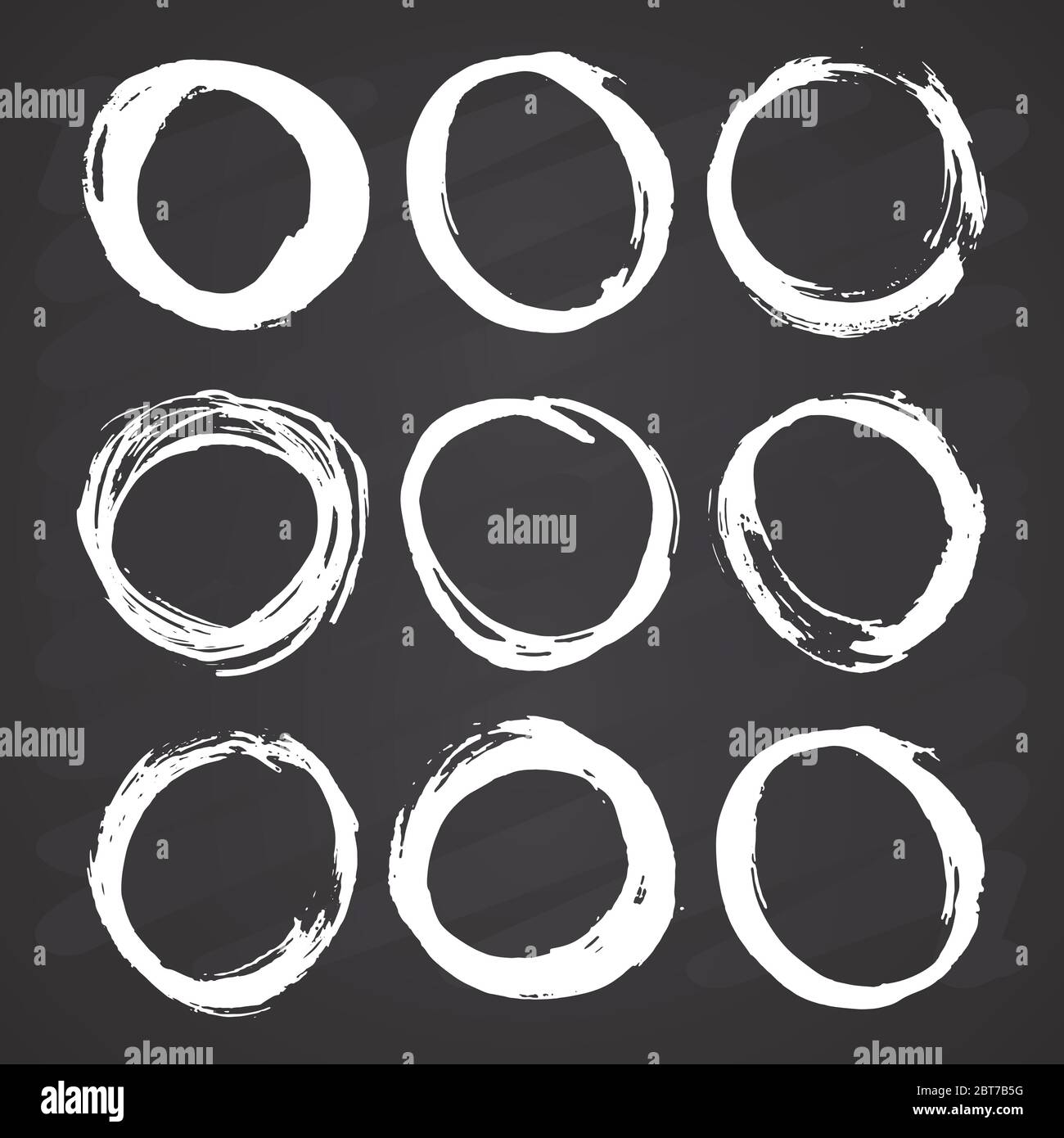 Round Frames, grunge textured hand drawn elements set, vector ...