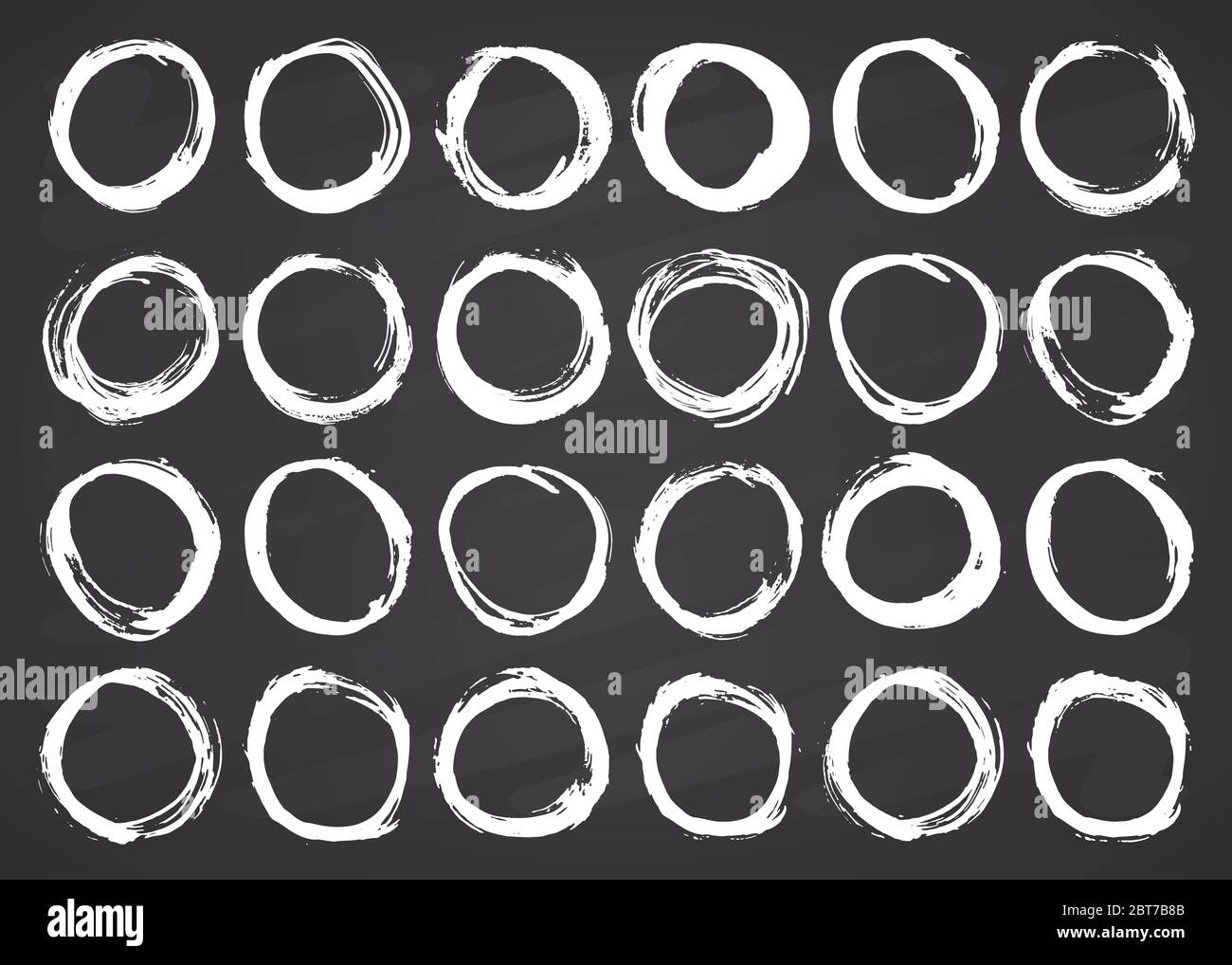 Round Frames, grunge textured hand drawn elements set, vector ...
