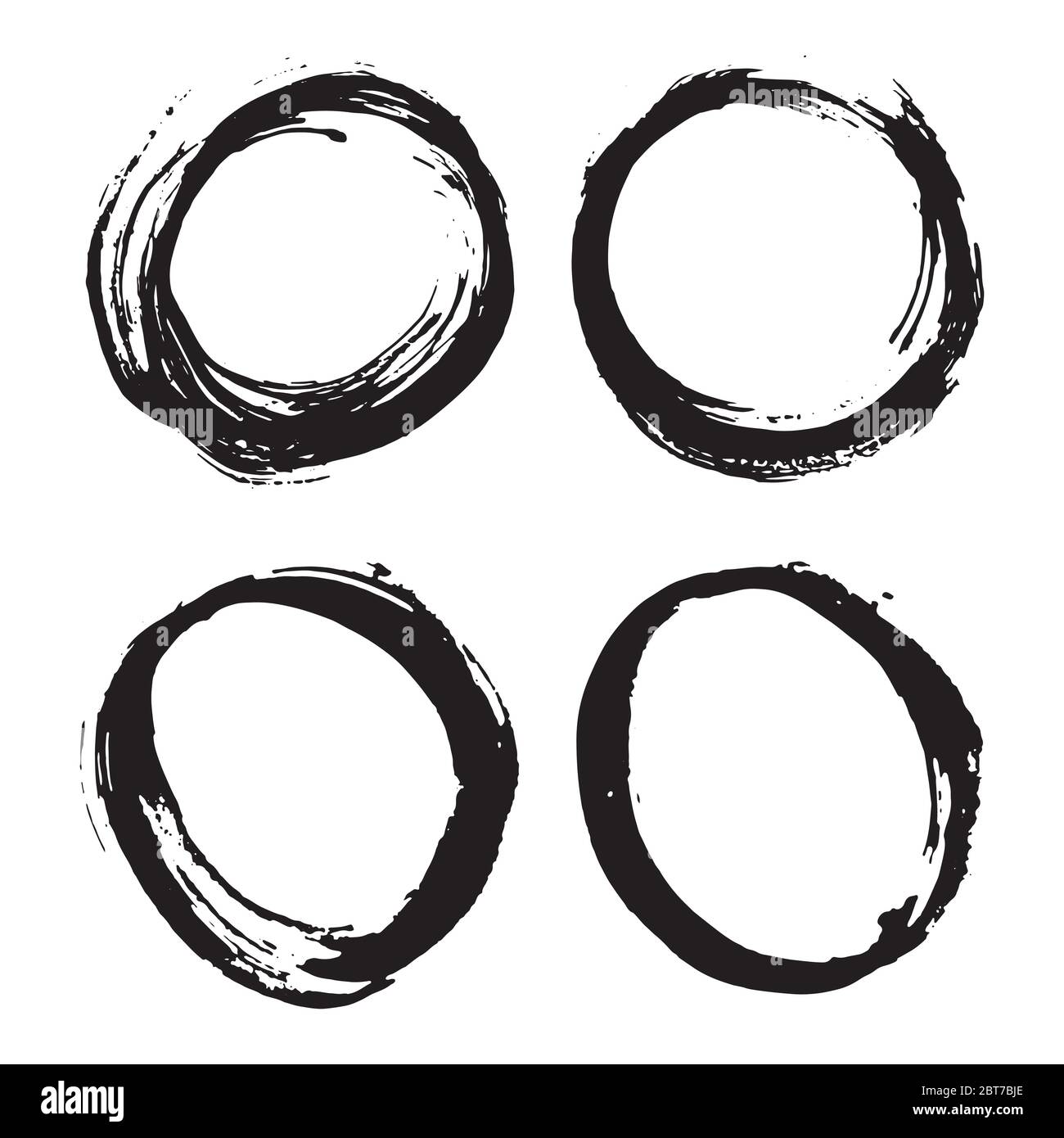 Round Frames, grunge textured hand drawn elements set, vector ...