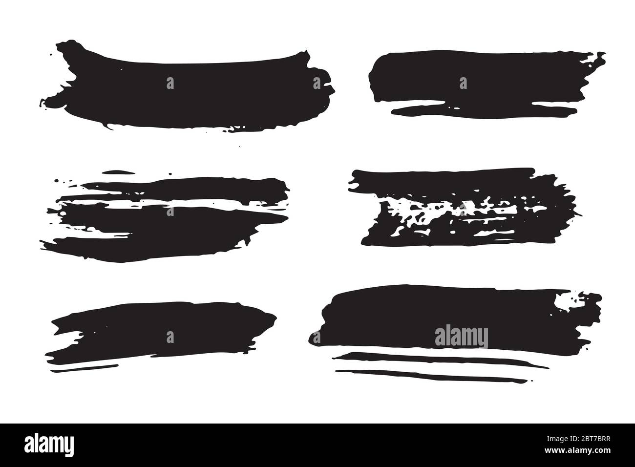 Brush strokes Set hand drawn grunge texture vector illustration ...