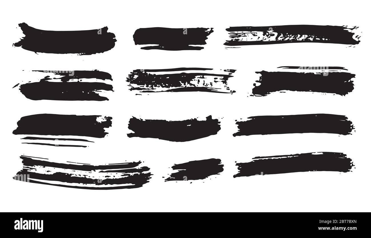 Brush strokes Set hand drawn grunge texture vector illustration ...