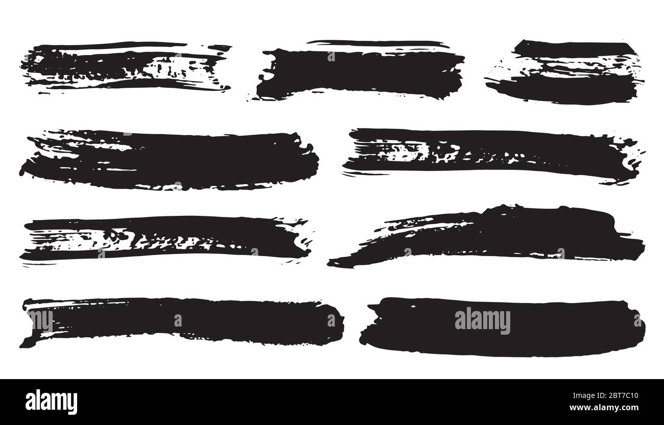 Brush strokes Set hand drawn grunge texture vector illustration ...