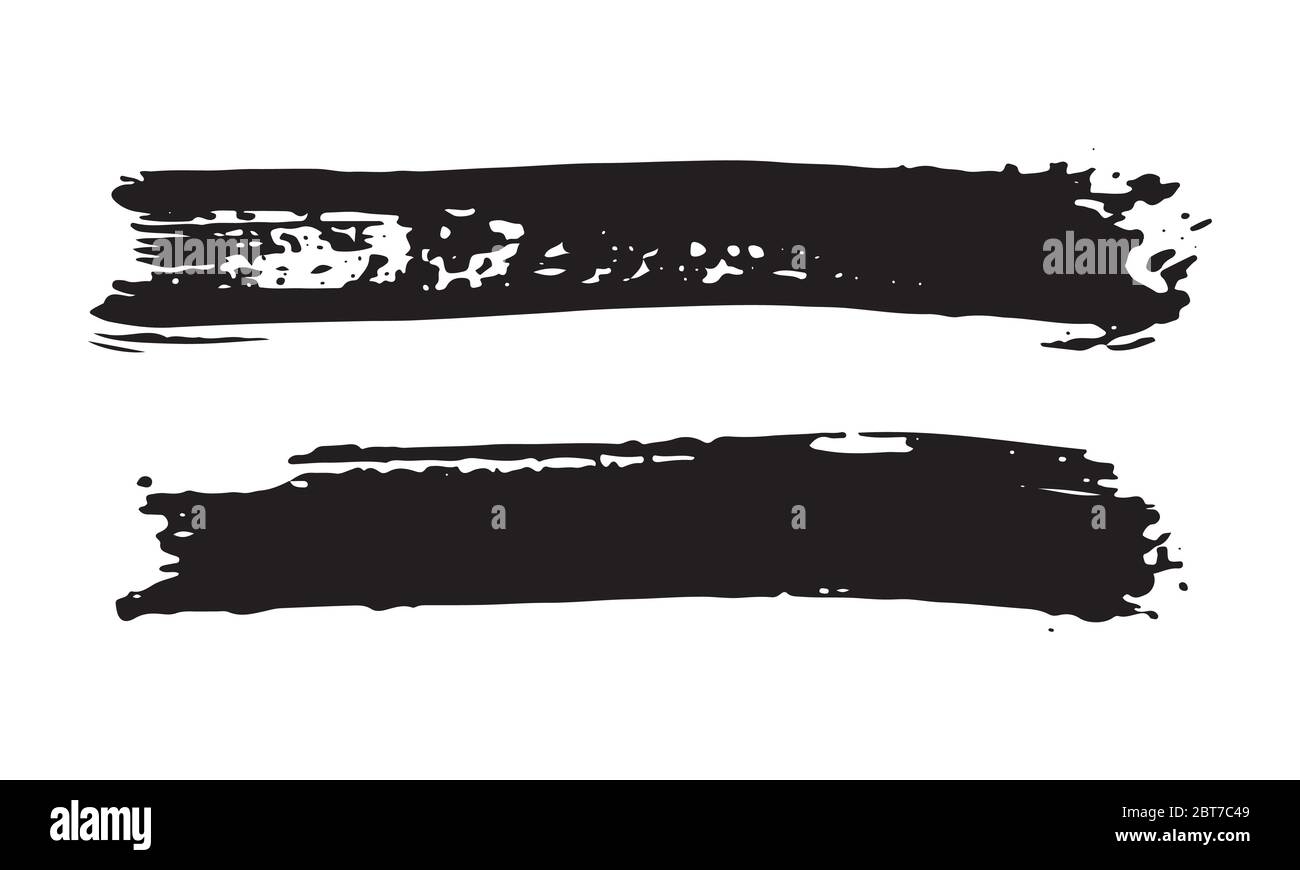 Brush strokes Set hand drawn grunge texture vector illustration ...