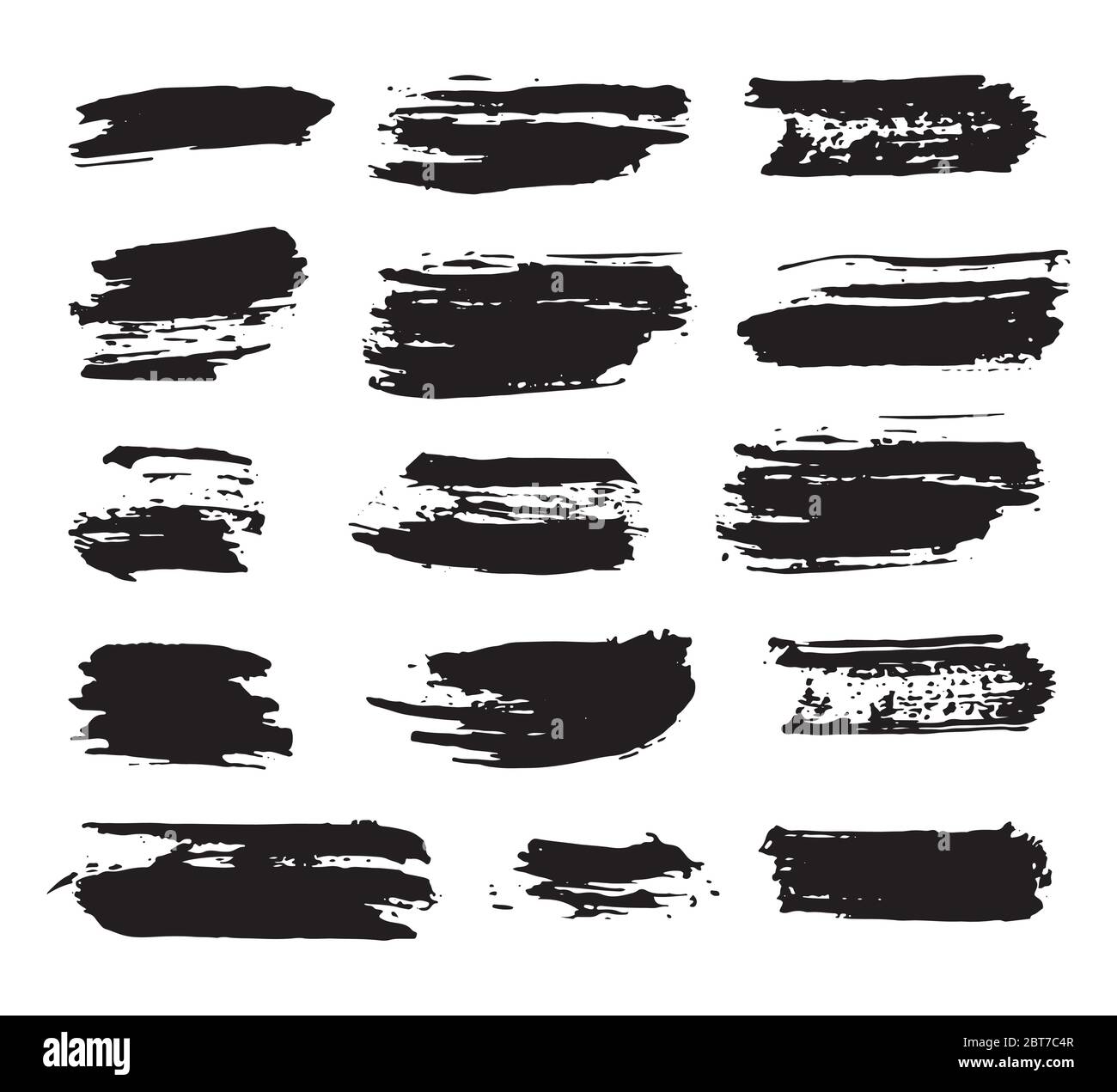 Brush strokes Set hand drawn grunge texture vector illustration ...