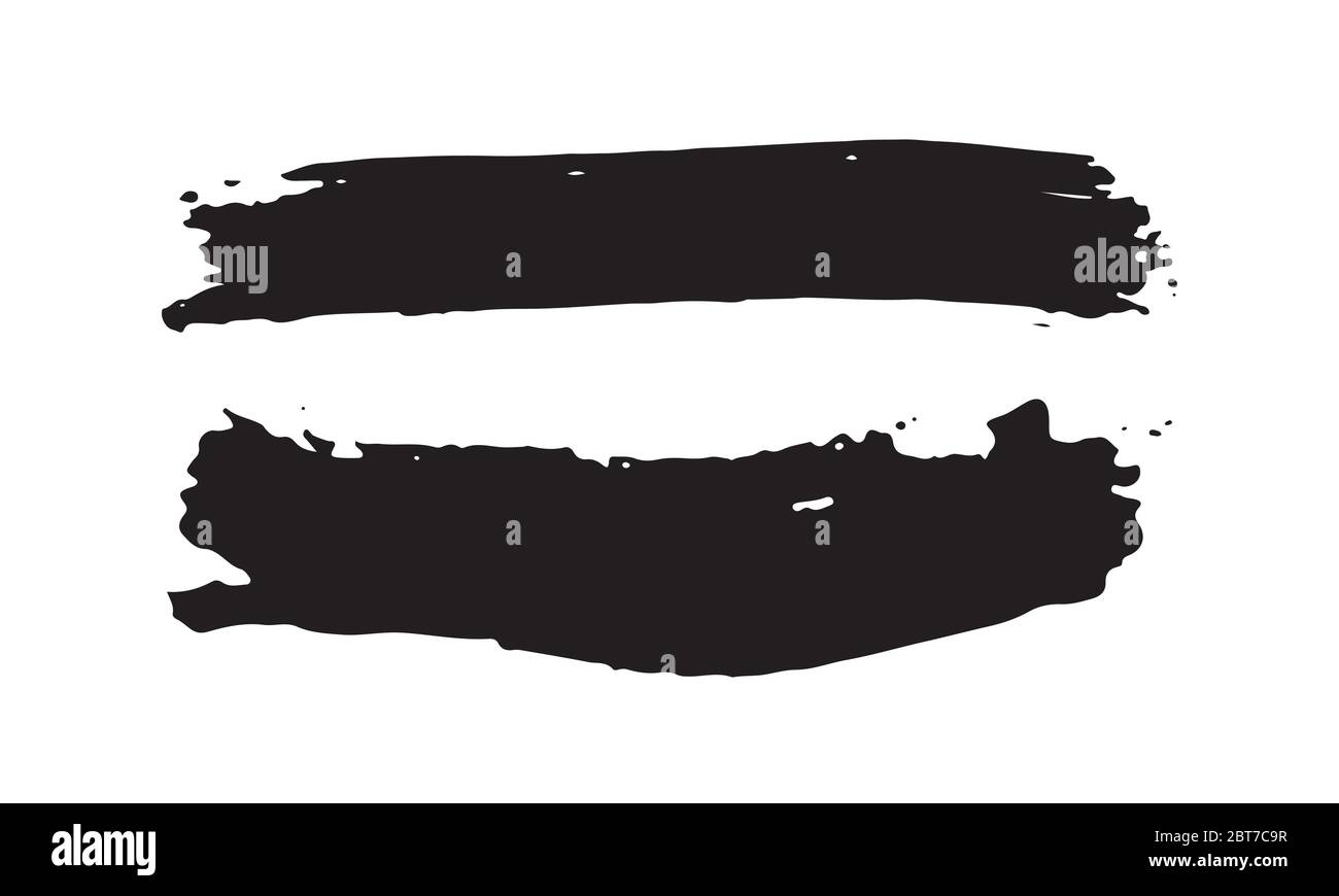 Brush strokes Set hand drawn grunge texture vector illustration ...