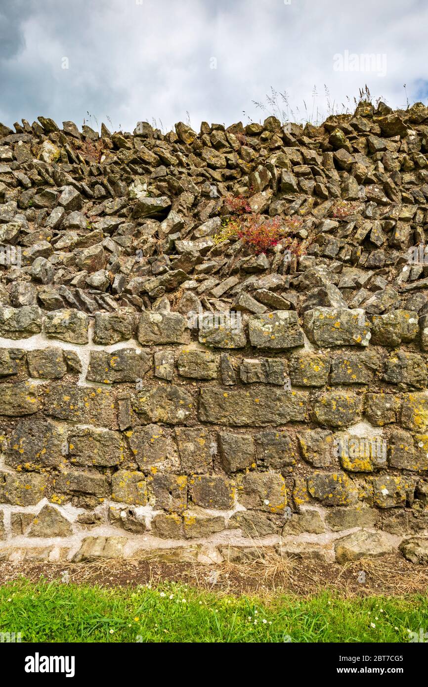 The stone blocks of the defensive wall of Roman Venta Silurum at Caerwent, Wales Stock Photo