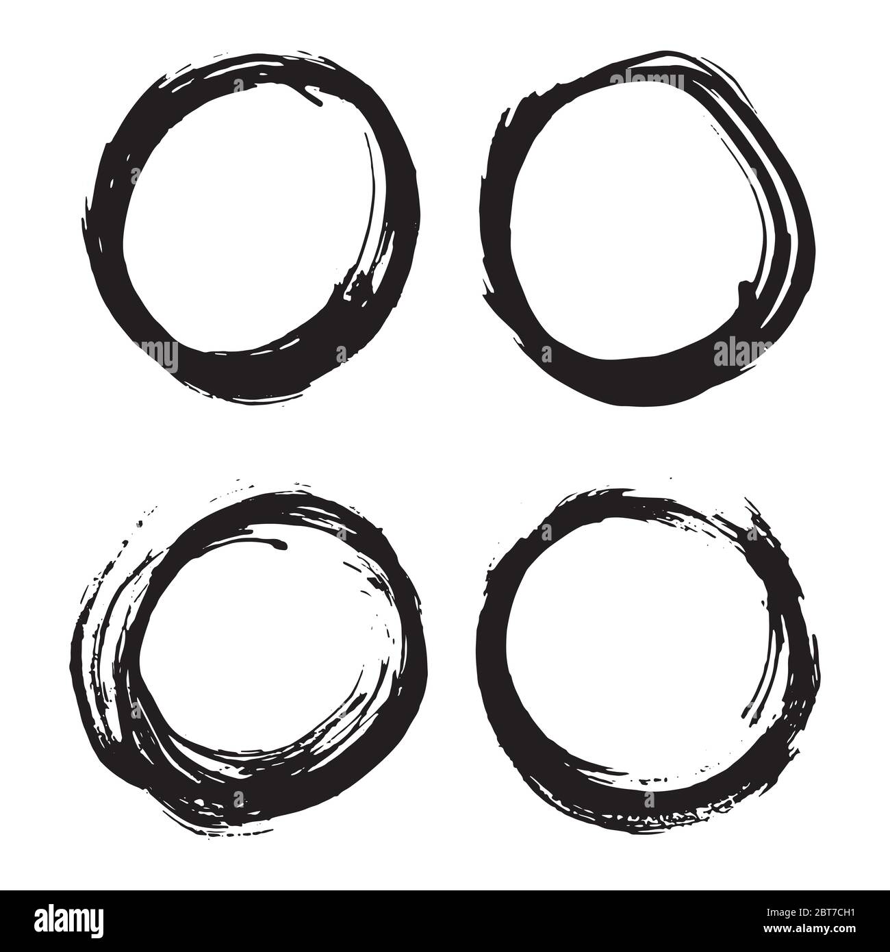 Round Frames, grunge textured hand drawn elements set, vector ...