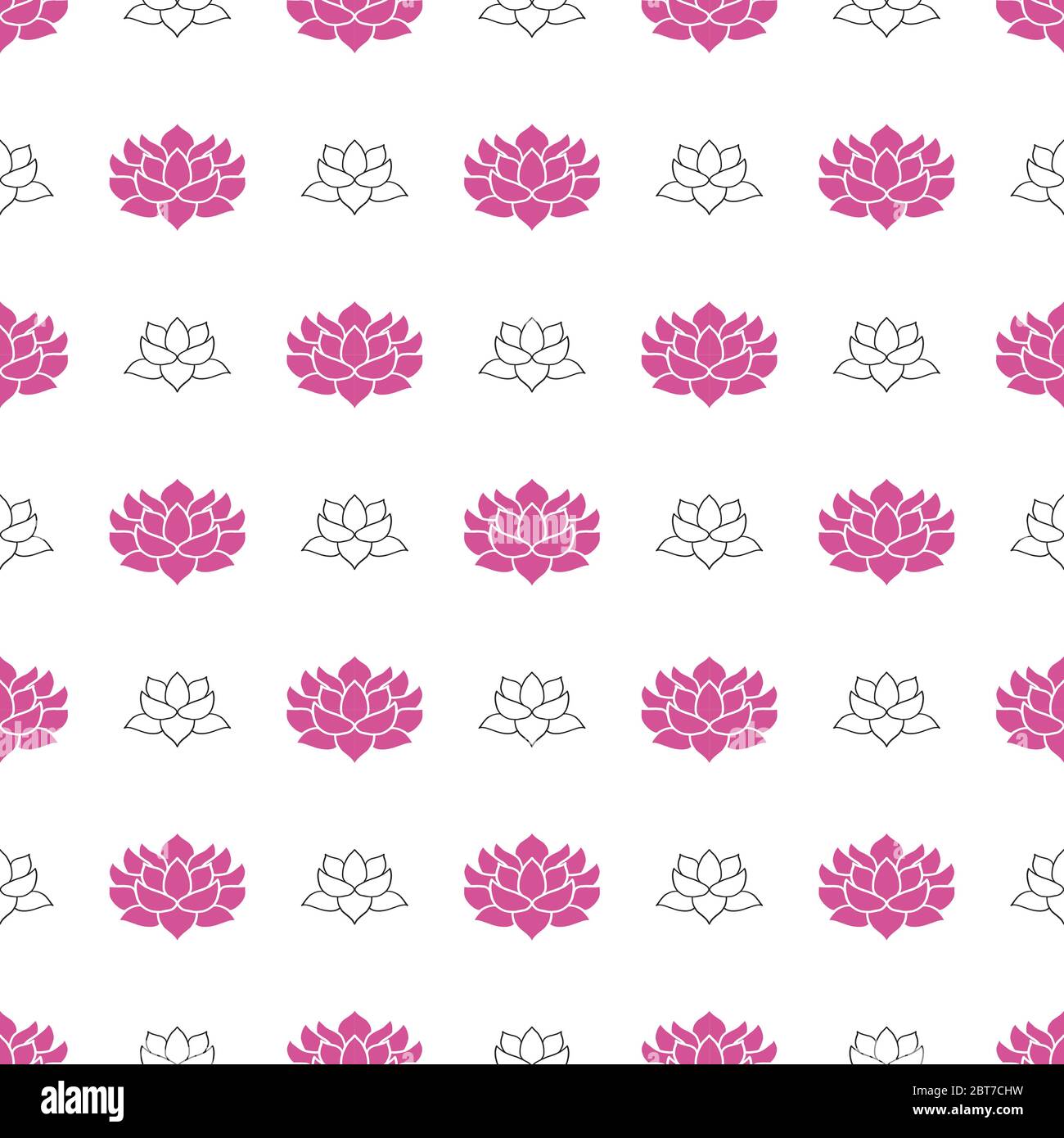 Lotus flower Seamless Pattern, Hand Drawn doodle background. Vector ...