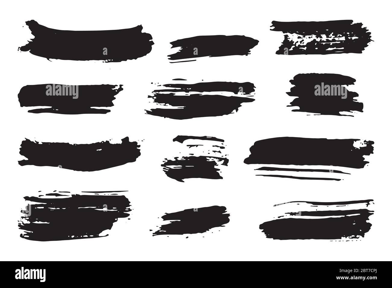 Brush strokes Set hand drawn grunge texture vector illustration ...