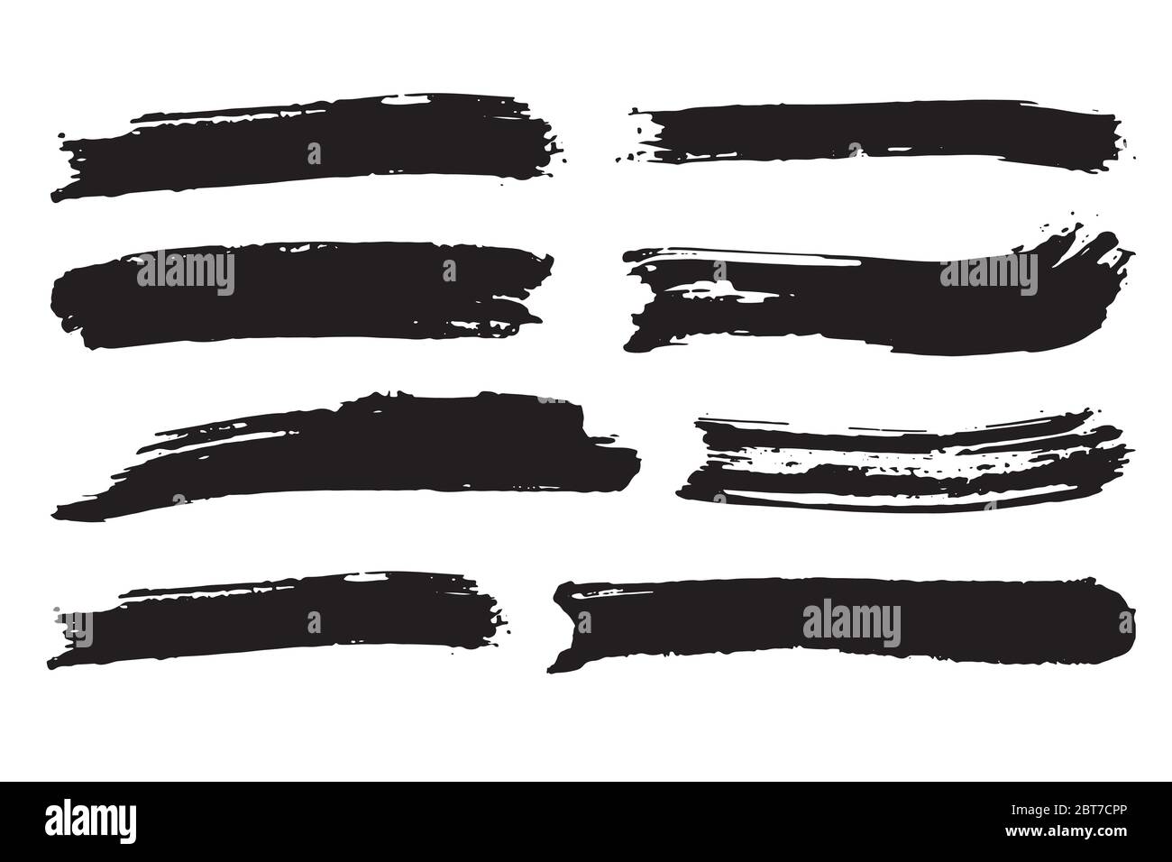 Brush strokes Set hand drawn grunge texture vector illustration ...