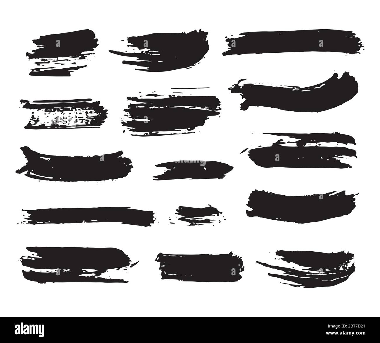 Brush strokes Set hand drawn grunge texture vector illustration ...