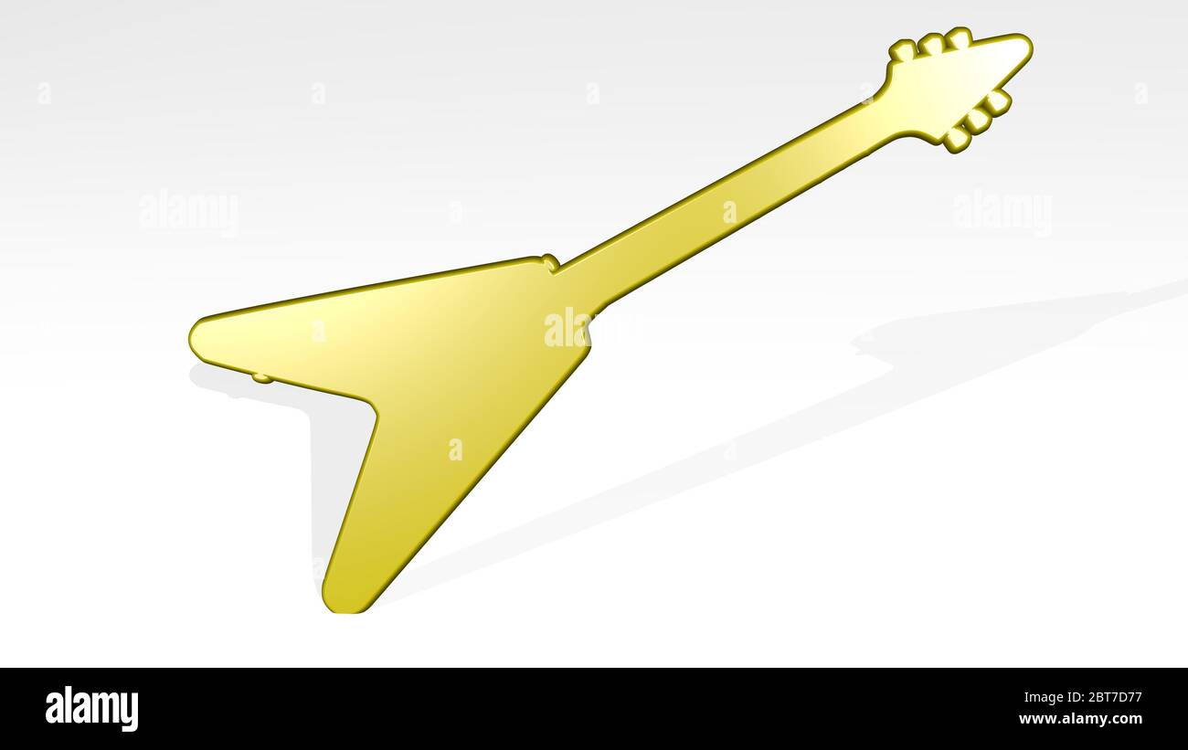 electric guitar from a perspective on the wall. A thick sculpture made