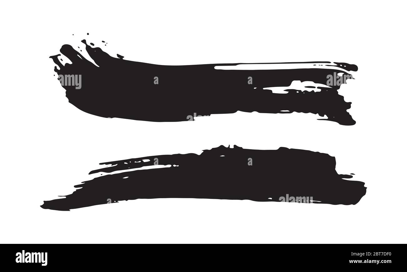 Brush strokes Set hand drawn grunge texture vector illustration ...