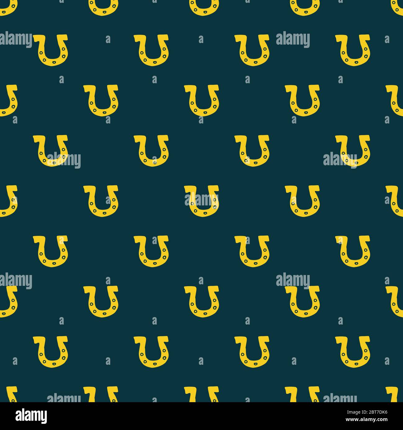 Horseshoe Seamless Pattern, Hand Drawn doodle background. Vector illustration. Stock Vector