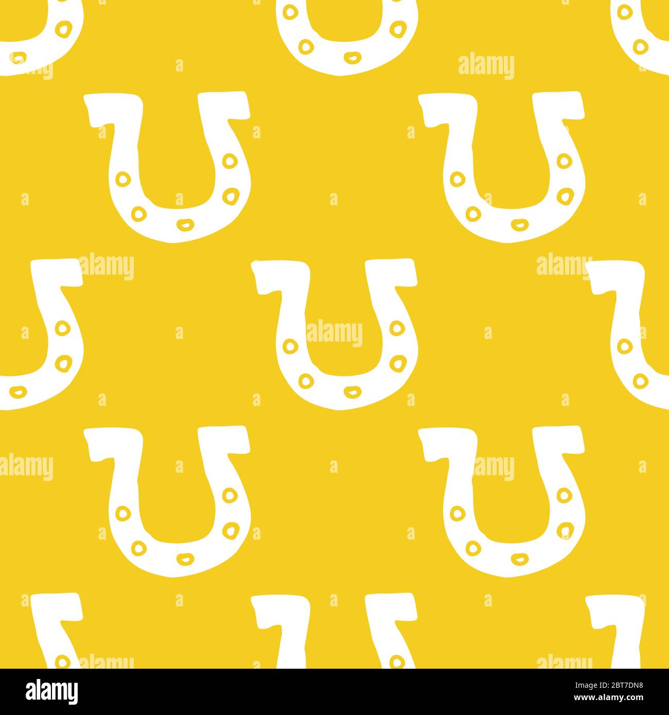Horseshoe Seamless Pattern, Hand Drawn doodle background. Vector illustration. Stock Vector