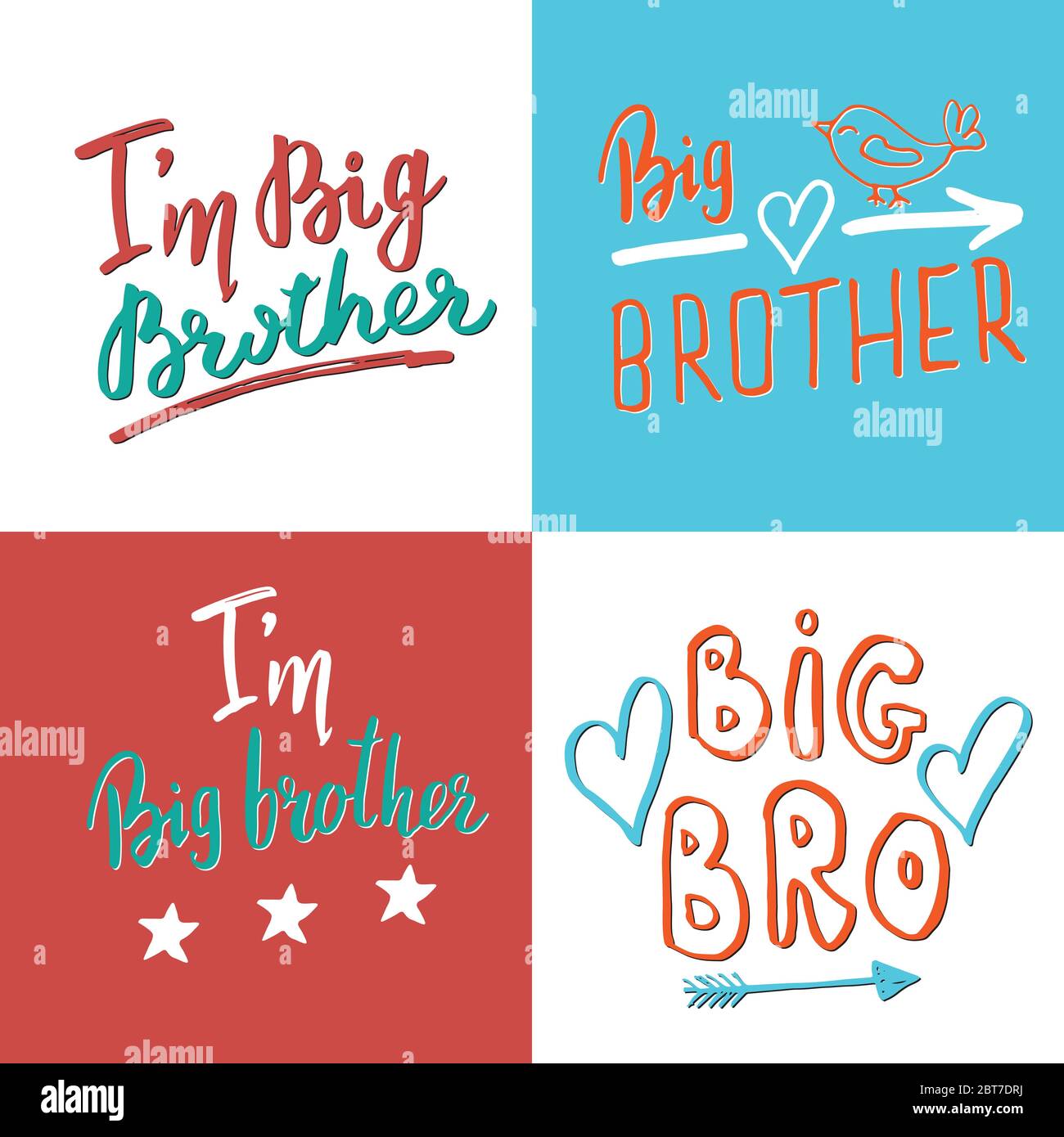 Big brother, Calligraphic Letterings signs set, child nursery printable ...