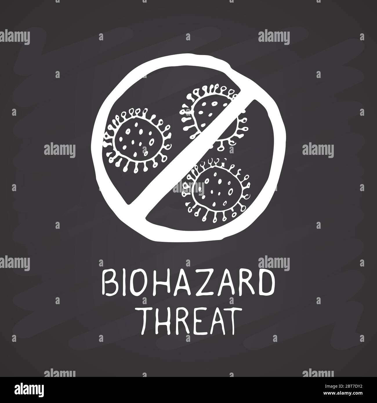 Biohazard threat lettering Hand Drawn icon. Vector illustration on ...
