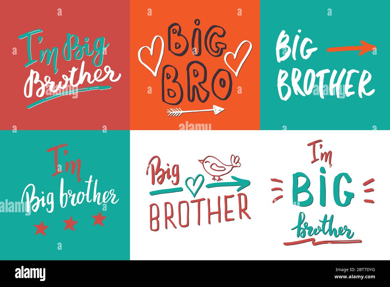 Big brother, Calligraphic Letterings signs set, child nursery printable ...